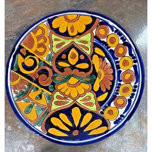 Vintage Talavera Mexican Wall Plate – 11.5" Hand-Painted Folk Art Pottery